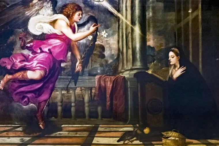 Tizians målning The Annunciation från omkring 1535